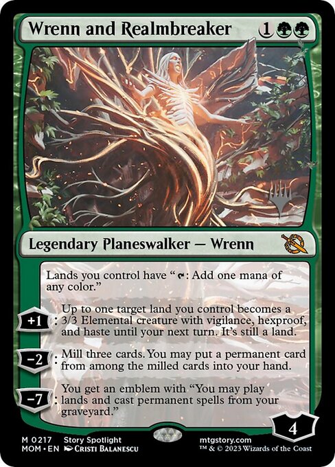 Wrenn and Realmbreaker — March of the Machine Promos #217p, art by Cristi Balanescu