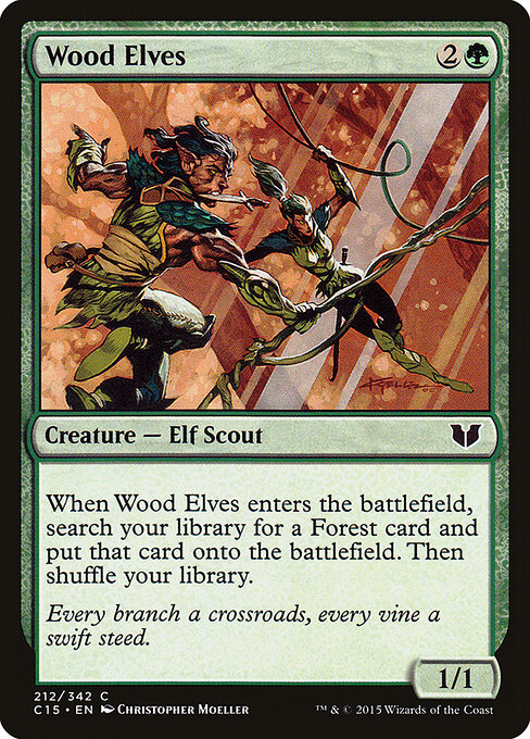Wood Elves — Commander 2015 #212, art by Christopher Moeller