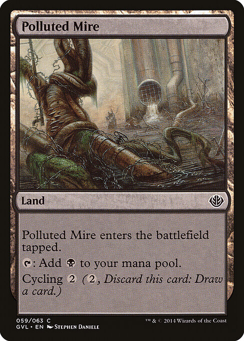 Polluted Mire — Duel Decks Anthology: Garruk vs. Liliana #59, art by Stephen Daniele