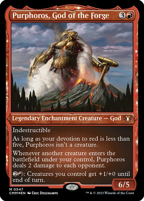 Purphoros, God of the Forge — Commander Masters #547, art by Eric Deschamps