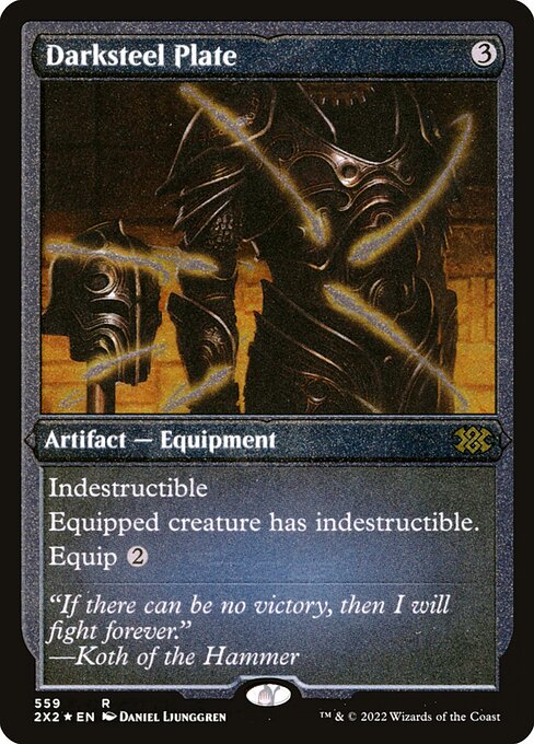 Darksteel Plate — Double Masters 2022 #559, art by Daniel Ljunggren
