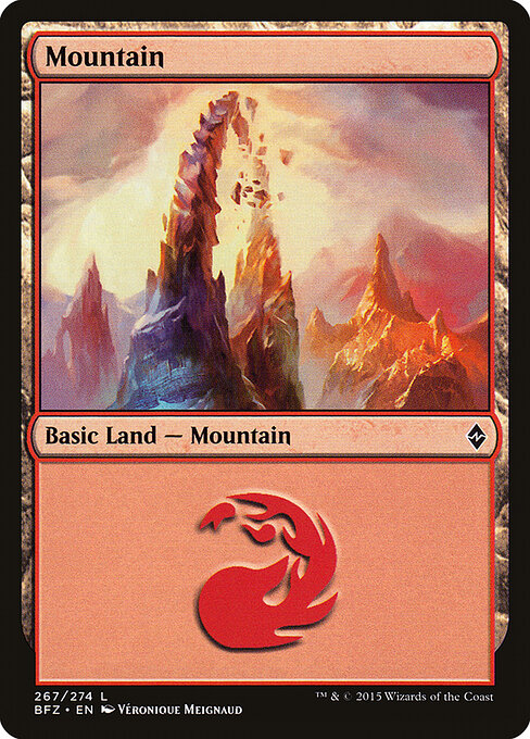 Mountain — Battle for Zendikar #267a, art by Véronique Meignaud