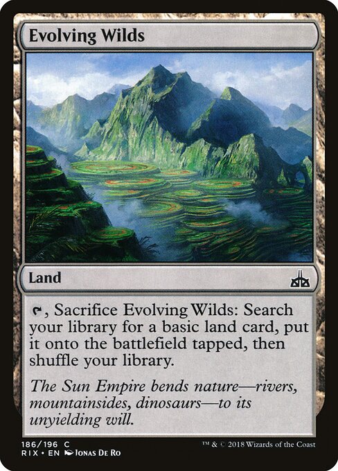 Evolving Wilds — Rivals of Ixalan #186, art by Jonas De Ro