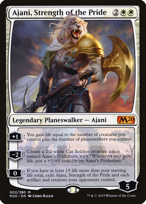 Ajani, Strength of the Pride — Core Set 2020 Promos #2p, art by Chris Rallis