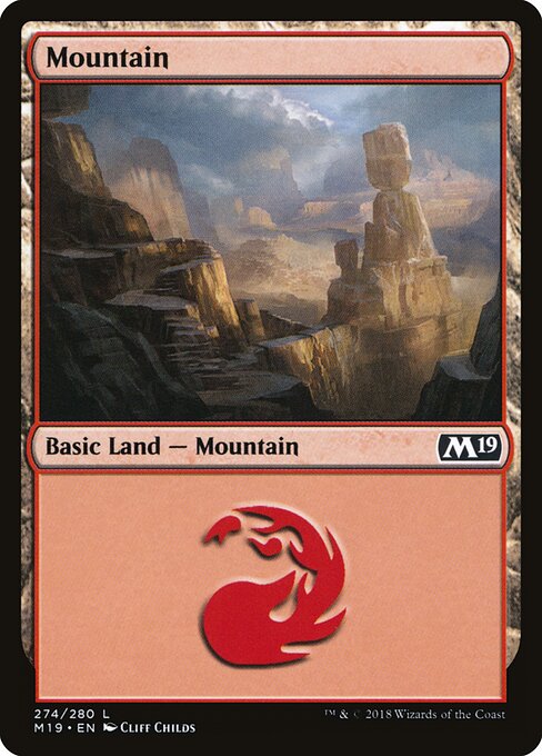 Mountain — Core Set 2019 #274, art by Cliff Childs