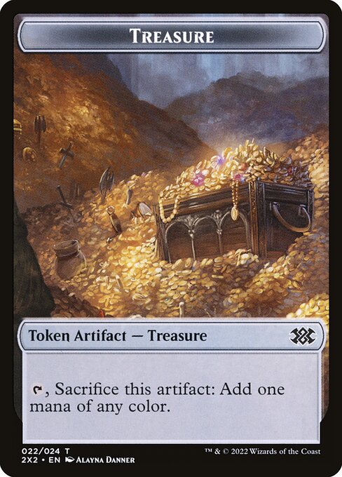 Treasure — Double Masters 2022 Tokens #22, art by Alayna Danner