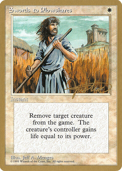 Swords to Plowshares — Pro Tour Collector Set #mj52, art by Jeff A. Menges
