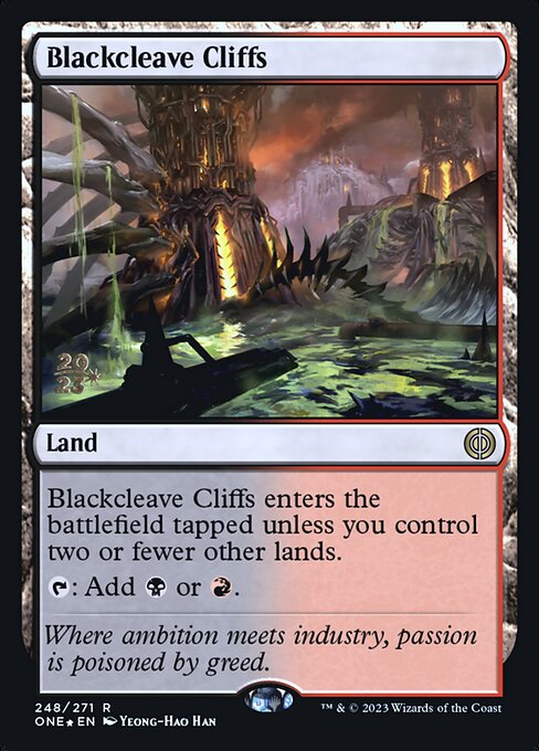 Blackcleave Cliffs — Phyrexia: All Will Be One Promos #248s, art by Yeong-Hao Han