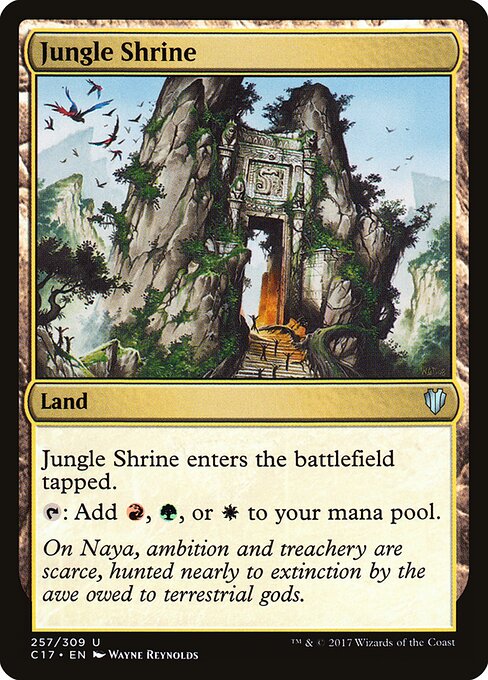 Jungle Shrine — Commander 2017 #257, art by Wayne Reynolds