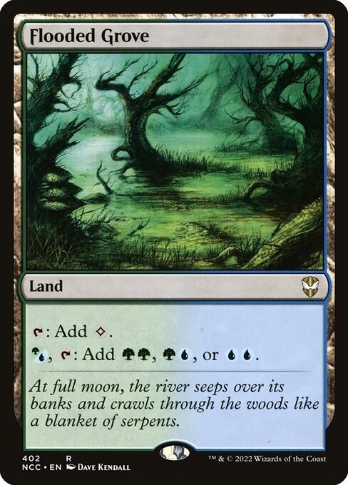 Flooded Grove — New Capenna Commander #402, art by Dave Kendall