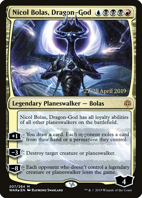 Nicol Bolas, Dragon-God — War of the Spark Promos #207s, art by Raymond Swanland