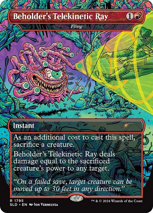 Fling — Beholder's Telekinetic Ray — Secret Lair Drop #1795, art by Jon Vermilyea
