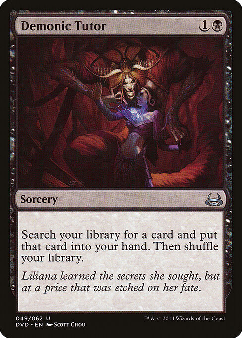 Demonic Tutor — Duel Decks Anthology: Divine vs. Demonic #49, art by Scott Chou