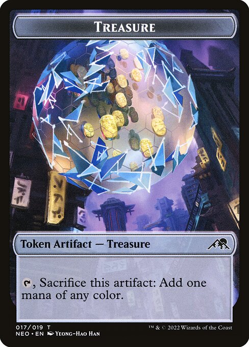 Treasure — Kamigawa: Neon Dynasty Tokens #17, art by Yeong-Hao Han