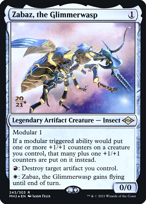 Zabaz, the Glimmerwasp — Modern Horizons 2 Promos #243s, art by Jason Felix