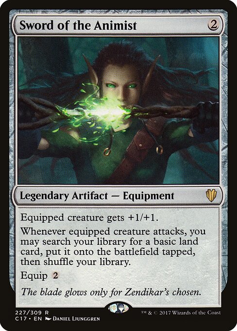 Sword of the Animist — Commander 2017 #227, art by Daniel Ljunggren