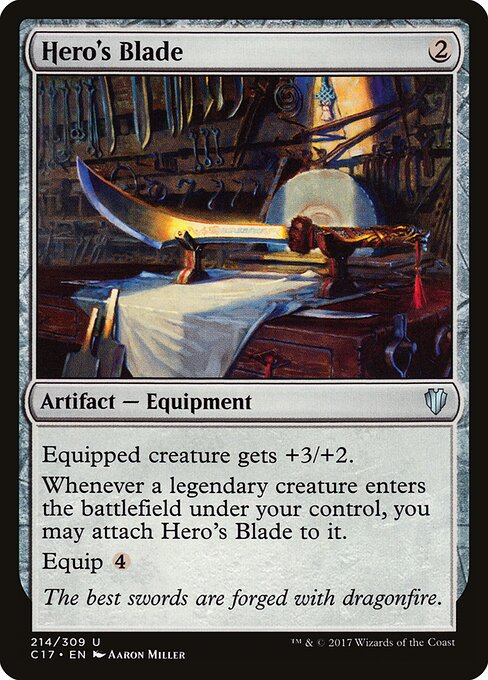 Hero's Blade — Commander 2017 #214, art by Aaron Miller