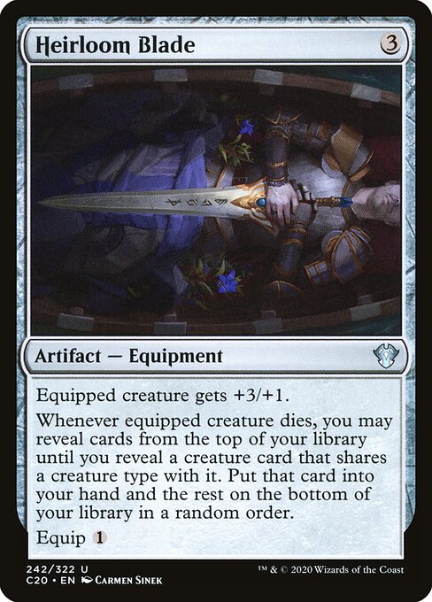 Heirloom Blade — Commander 2020 #242, art by Carmen Sinek