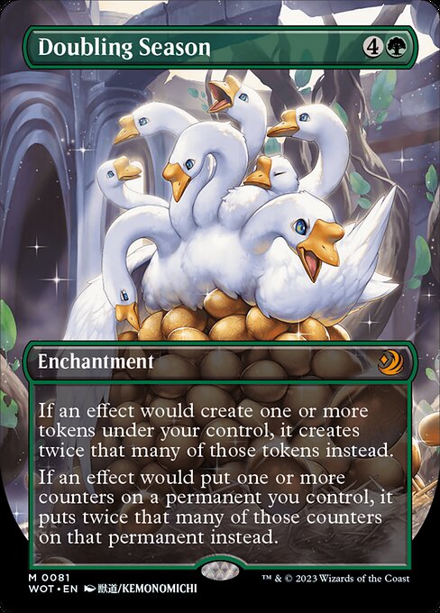 Doubling Season — Wilds of Eldraine: Enchanting Tales #81, art by Kemonomichi