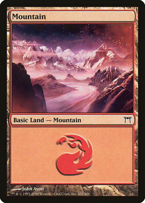Mountain — Champions of Kamigawa #301, art by John Avon