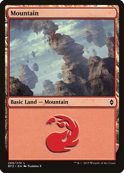 Mountain — Battle for Zendikar #269a, art by Tianhua X