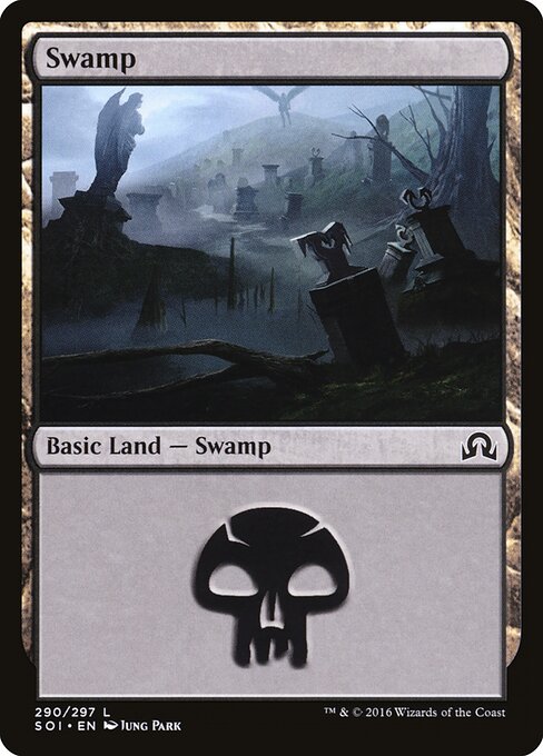 Swamp — Shadows over Innistrad #290, art by Jung Park
