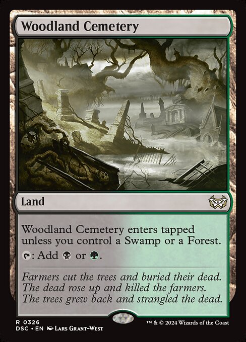 Woodland Cemetery — Duskmourn: House of Horror Commander #326, art by Lars Grant-West