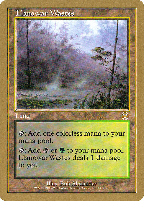 Llanowar Wastes — World Championship Decks 2001 #jt141, art by Rob Alexander