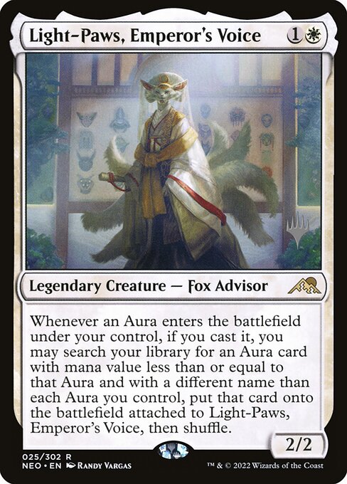 Light-Paws, Emperor's Voice — Kamigawa: Neon Dynasty Promos #25p, art by Randy Vargas