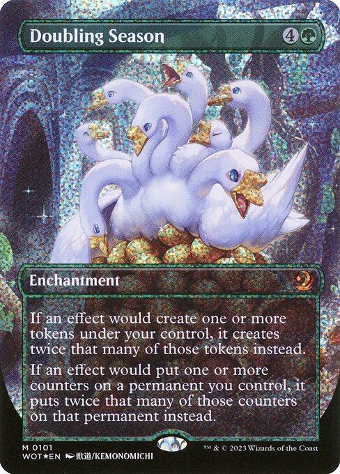 Doubling Season — Wilds of Eldraine: Enchanting Tales #101, art by Kemonomichi