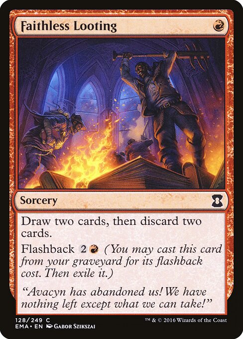 Faithless Looting — Eternal Masters #128, art by Gabor Szikszai