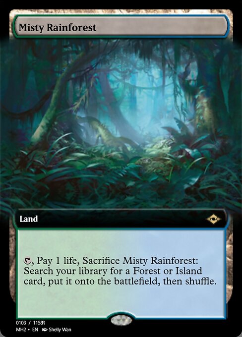 Misty Rainforest — Magic Online Promos #91407, art by Shelly Wan