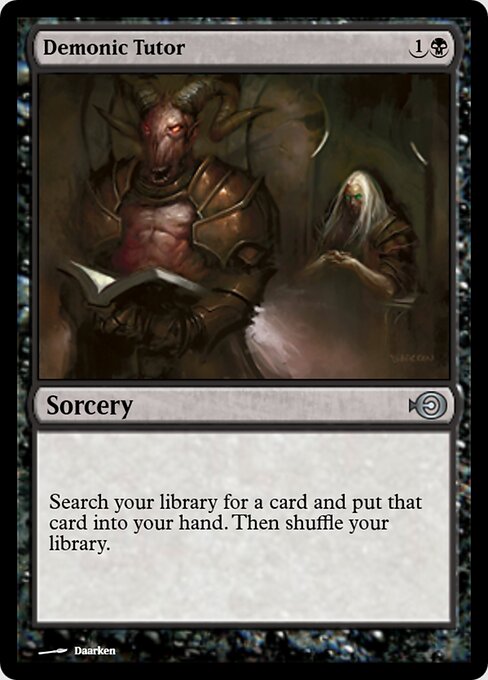 Demonic Tutor — Magic Online Promos #35074, art by Daarken