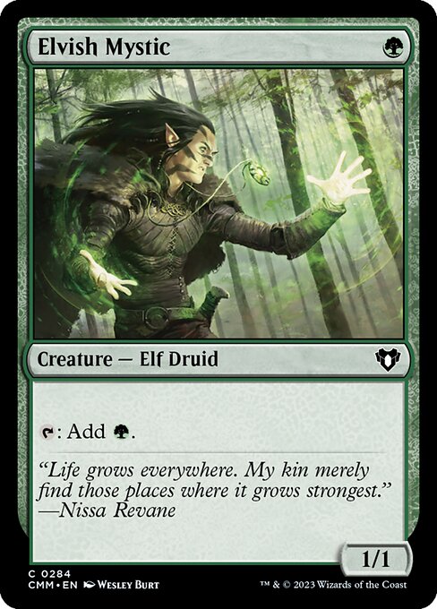 Elvish Mystic — Commander Masters #284, art by Wesley Burt