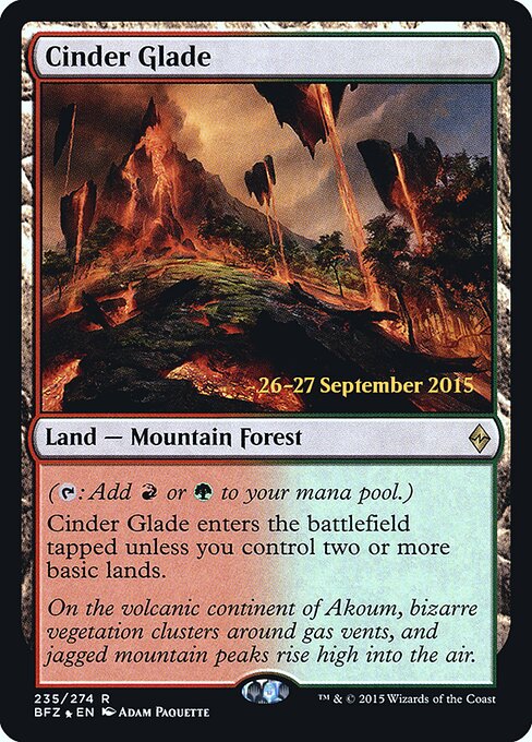 Cinder Glade — Battle for Zendikar Promos #235s, art by Adam Paquette