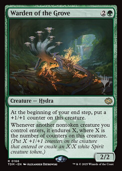 Warden of the Grove — Tarkir: Dragonstorm Promos #166p, art by Alexander Ostrowski
