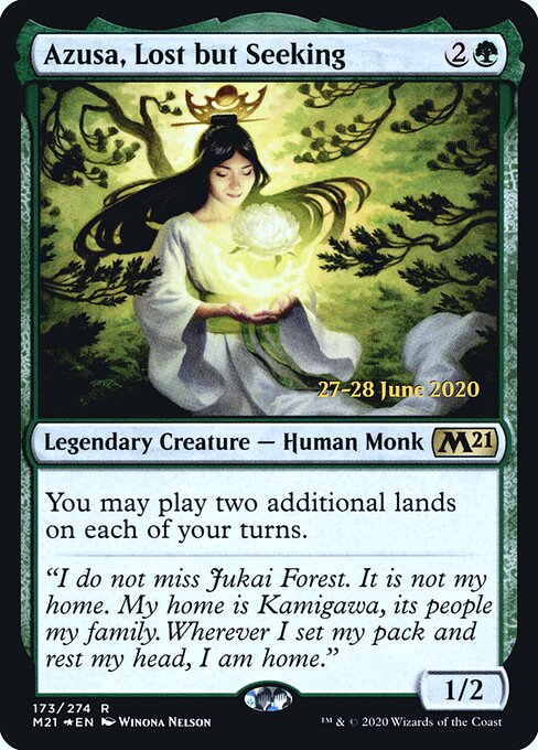 Azusa, Lost but Seeking — Core Set 2021 Promos #173s, art by Winona Nelson