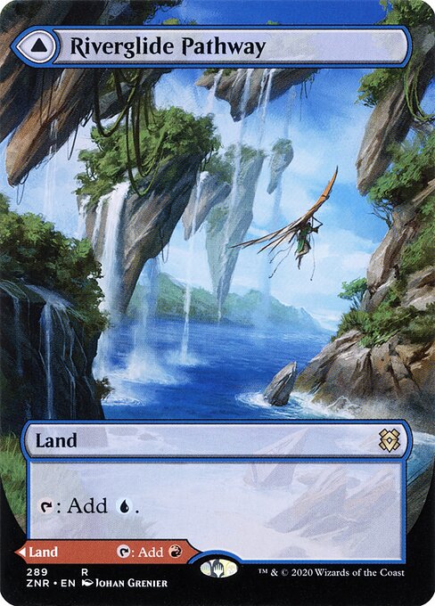 Riverglide Pathway // Lavaglide Pathway — Zendikar Rising #289, art by Johan Grenier