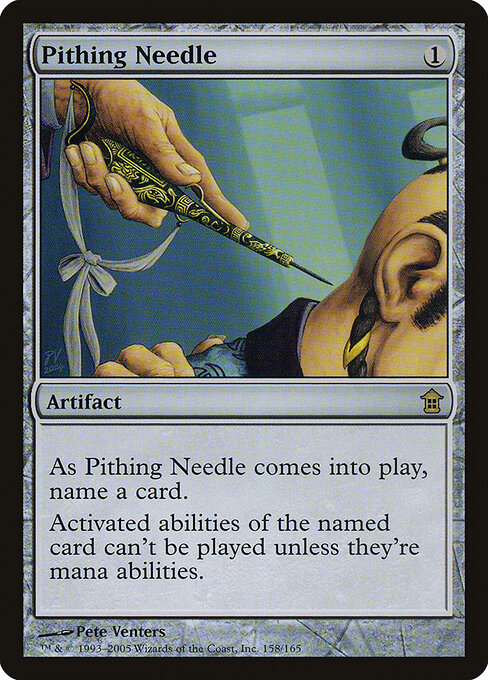 Pithing Needle — Saviors of Kamigawa #158, art by Pete Venters