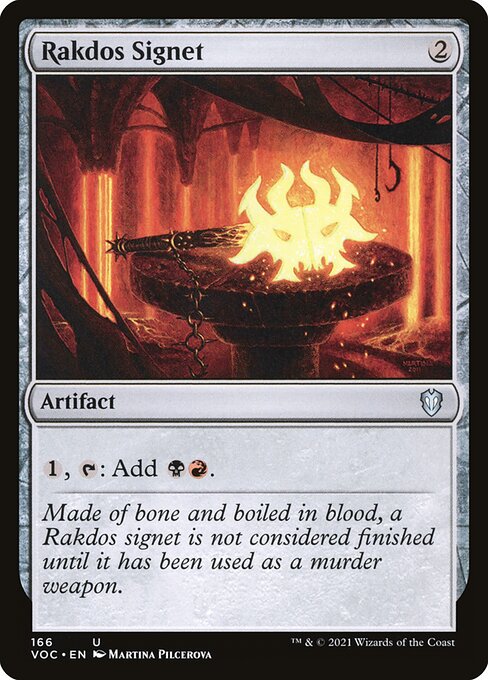 Rakdos Signet — Crimson Vow Commander #166, art by Martina Pilcerova