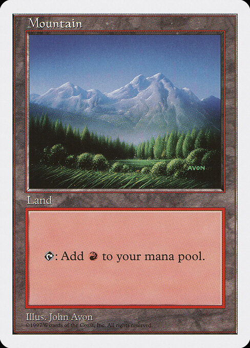 Mountain — Fifth Edition #443, art by John Avon