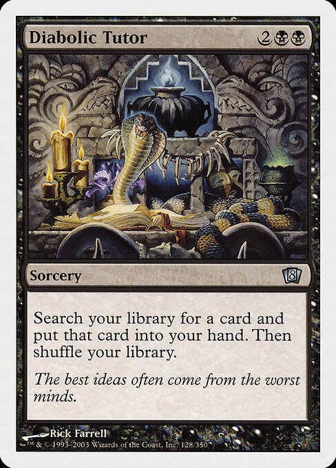 Diabolic Tutor — Eighth Edition #128, art by Rick Farrell