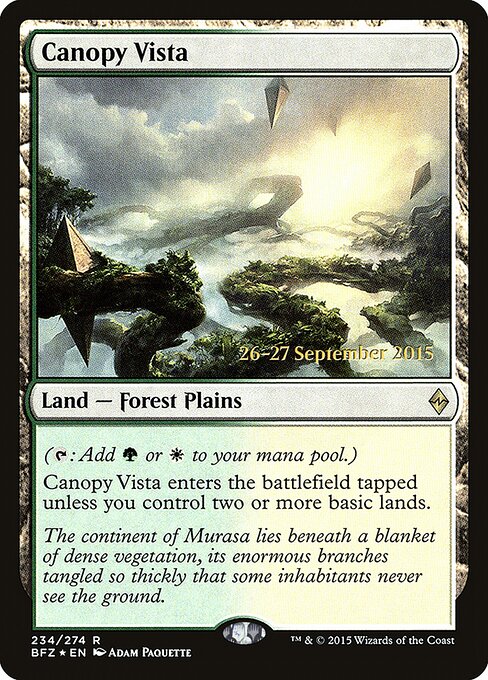 Canopy Vista — Battle for Zendikar Promos #234s, art by Adam Paquette