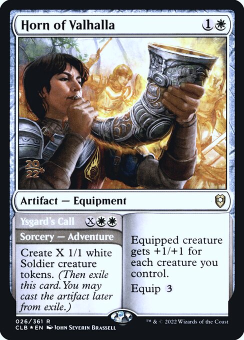 Horn of Valhalla // Ysgard's Call — Battle for Baldur's Gate Promos #26s, art by John Severin Brassell
