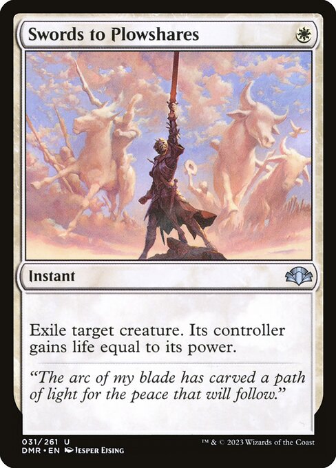 Swords to Plowshares — Dominaria Remastered #31, art by Jesper Ejsing