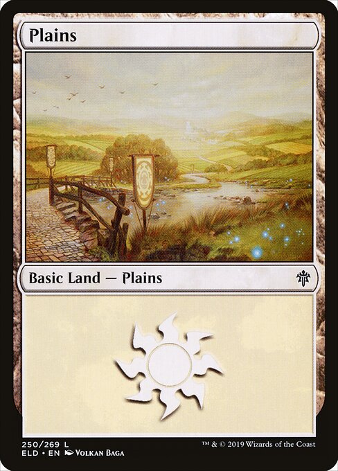 Plains — Throne of Eldraine #250, art by Volkan Baǵa