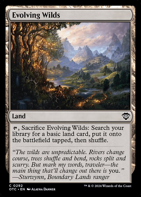 Evolving Wilds — Outlaws of Thunder Junction Commander #292, art by Alayna Danner