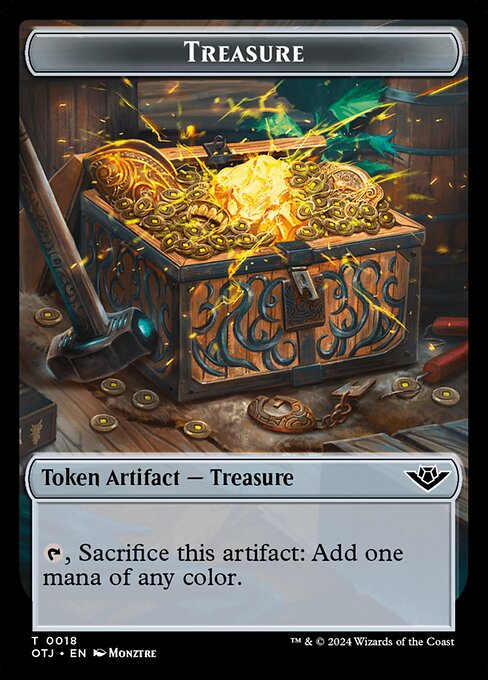 Treasure — Outlaws of Thunder Junction Tokens #18, art by Monztre