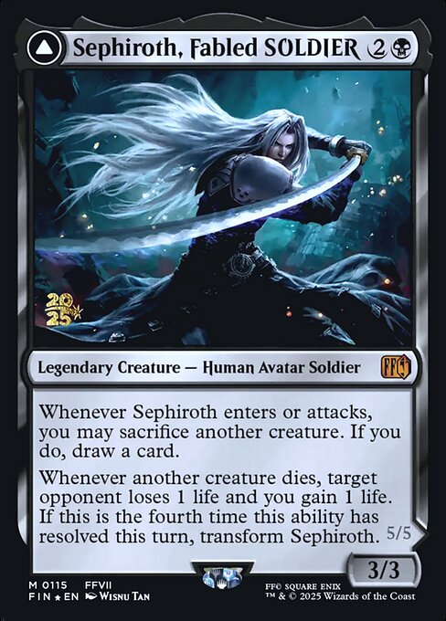 Sephiroth, Fabled SOLDIER // Sephiroth, One-Winged Angel — Final Fantasy Promos #115s, art by Wisnu Tan