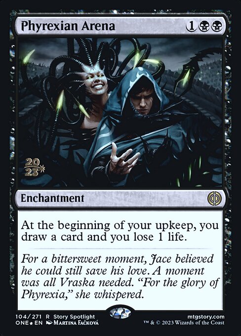 Phyrexian Arena — Phyrexia: All Will Be One Promos #104s, art by Martina Fačková